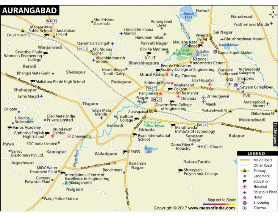 aurangabad tourist places map